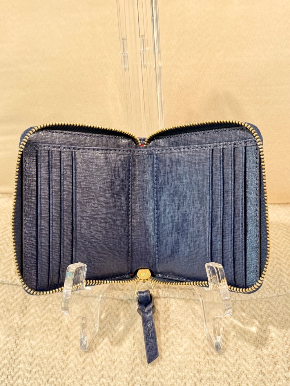 Dooney Blue Zip-Around Leather Small Wallet - Picture 5 of 7